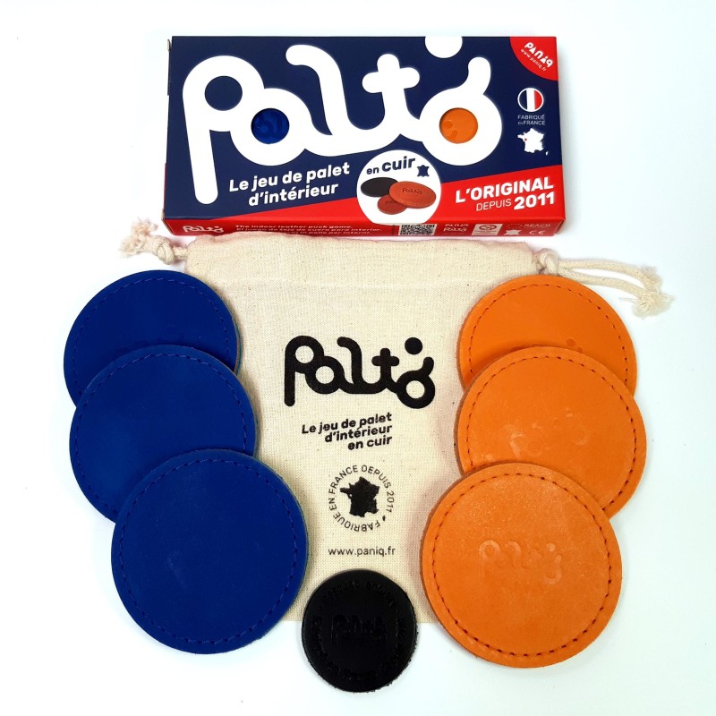 jeu de palet d'interieur en cuir bleu et orange | PALTO jeu de palet d'interieur en cuir bleu et orange | PALTO