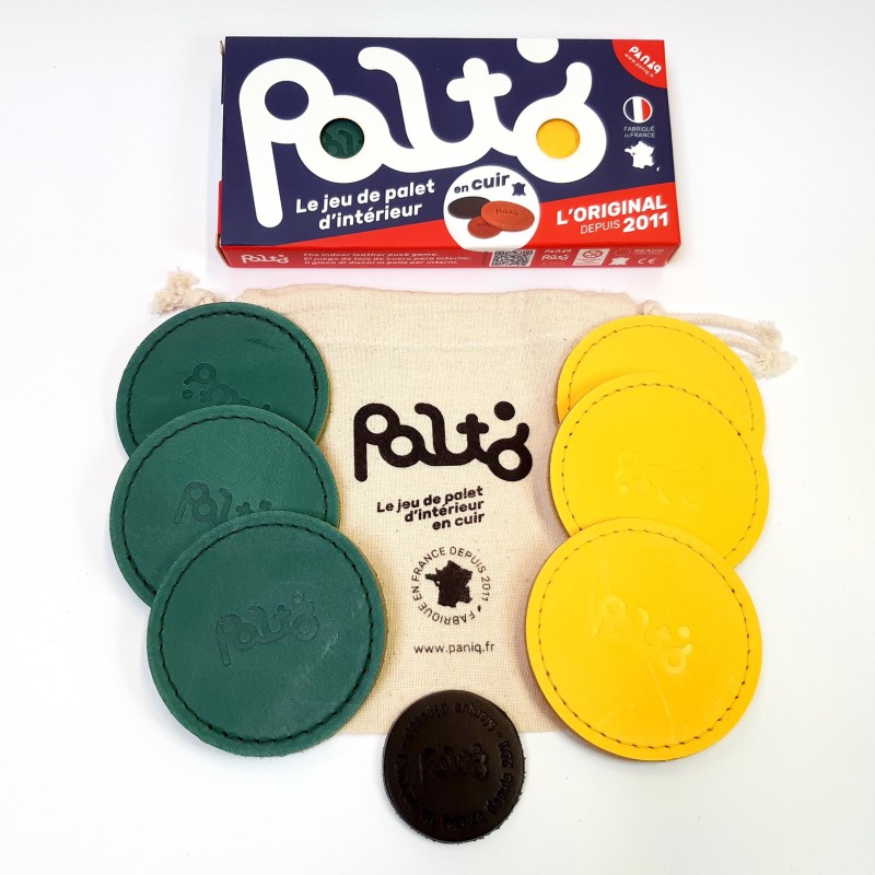 jeu de palet d'interieur en cuir vert et jaune| PALTO jeu de palet d'interieur en cuir vert et jaune| PALTO