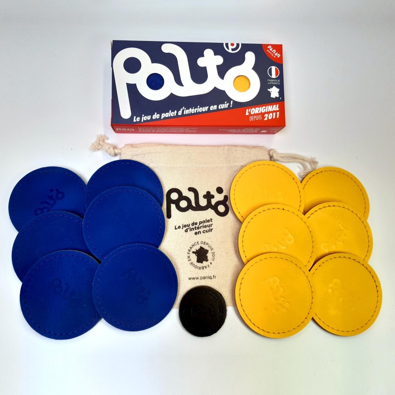 jeu de palet d'interieur en cuir bleu et jaune | PALTO jeu de palet d'interieur en cuir bleu et jaune | PALTO